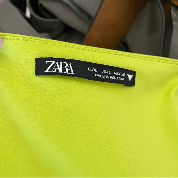 Zara Key Lime Cut Out Mini Dress Size L - Picture 9 of 11